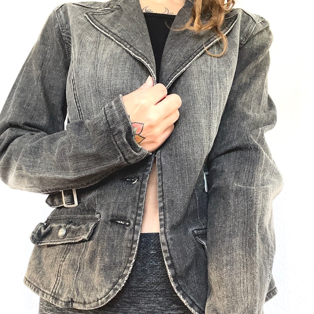 Sexy Grey Danim Jacket Buckles / Fall Thick Collar